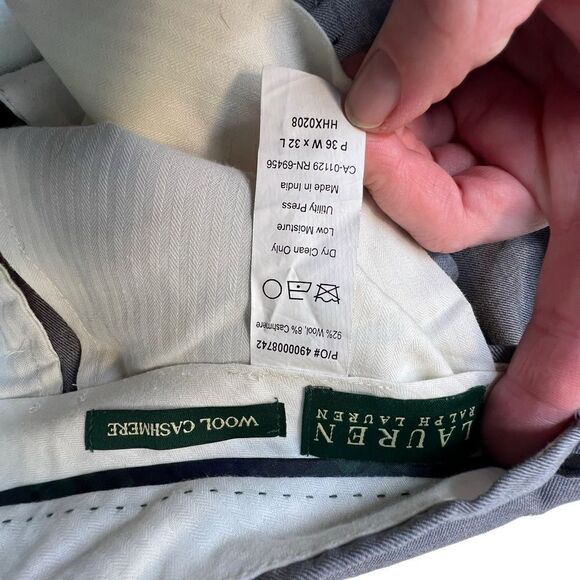 Ralph Lauren wool& cashmere dress slacks cuffed P 36 W x 32 green tag - Picture 13 of 13